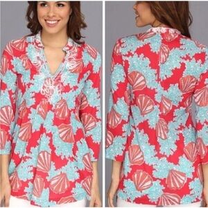 Lilly Pulitzer Pink 3/4 Sleeve Relaxed Beaded Tunic Top